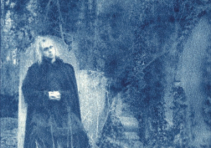 Attila Csihar from <i>Monoliths & Dimensions</i> liner. Cyanotype by Mathilde Darel.